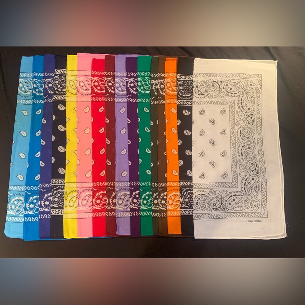 16 cotton bandanas approx 21x21 inch